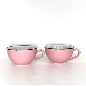 Set of 2 Canvas Home Tinware Vintage Inspired Cafe Au Lait Cup Pink 14 oz